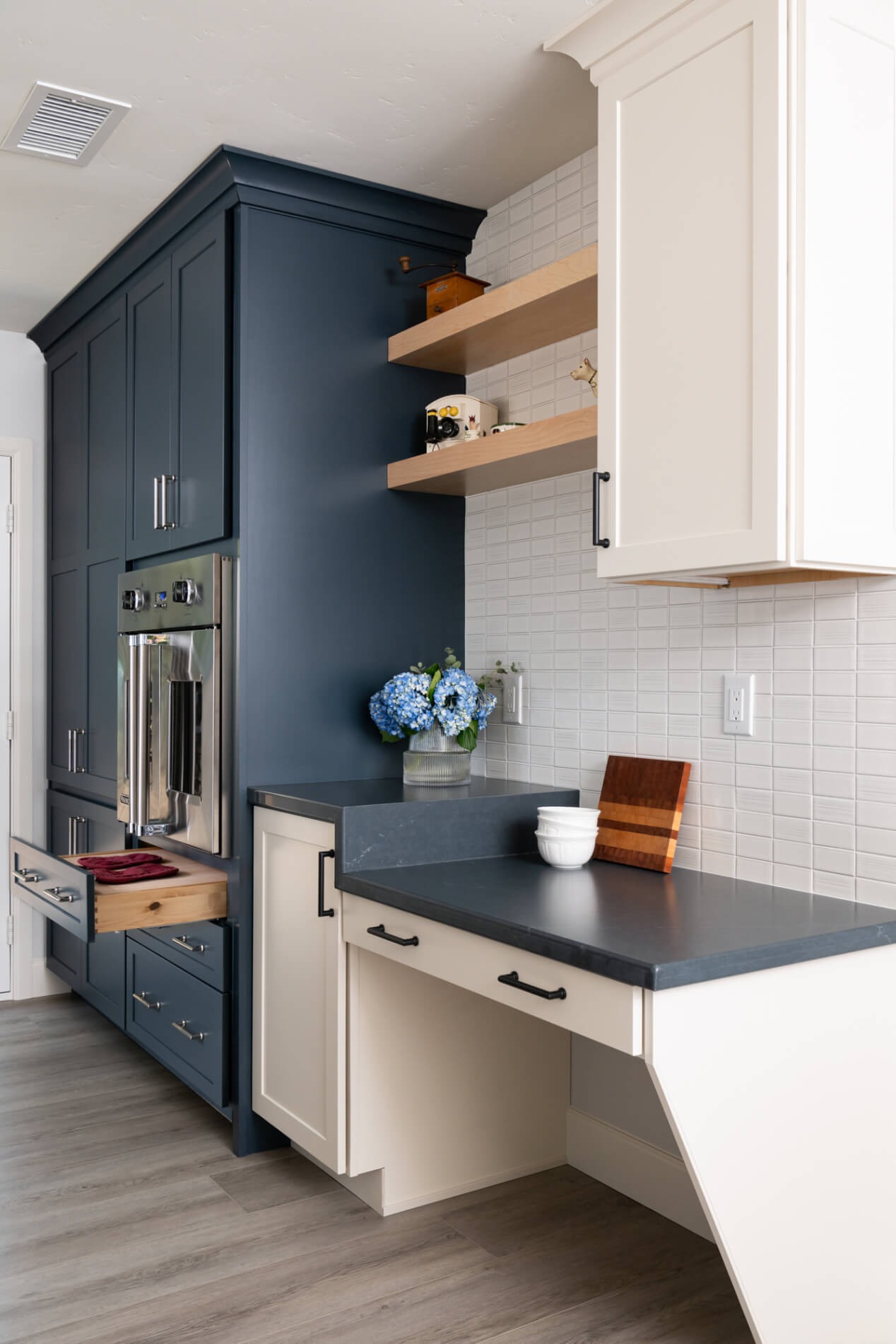 KitchenAid mixer lift station on accessible desk